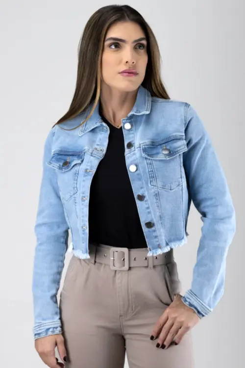 JAQUETA FEMININA JEANS CROPPED TRINITY