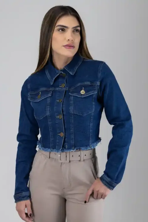 JAQUETA FEMININA JEANS CROPPED TRINITY