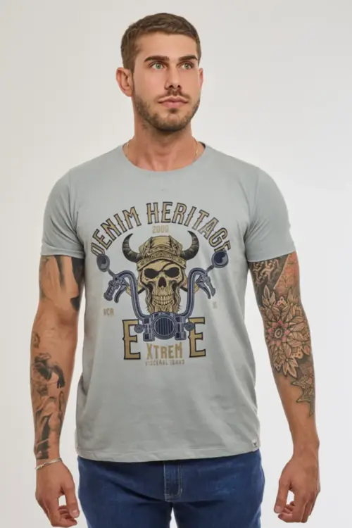 Camiseta Masculina Prata Rock