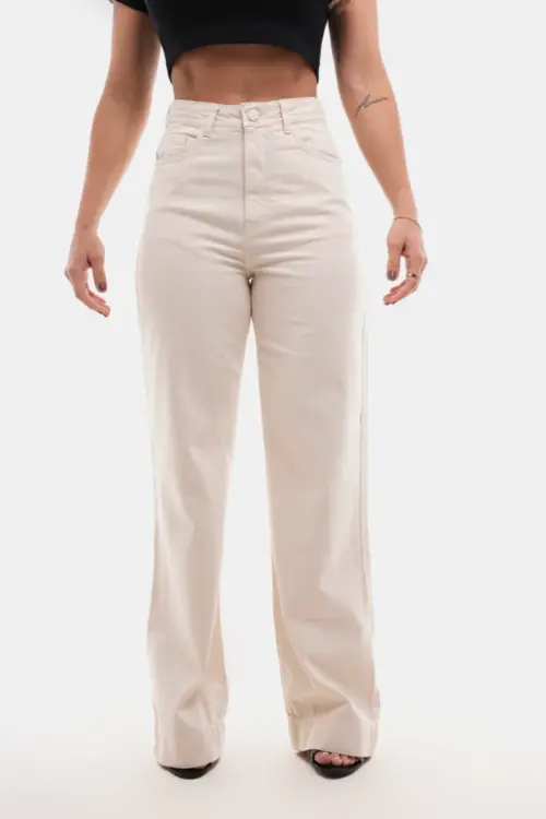 Calça Feminina Wide Leg White Lin