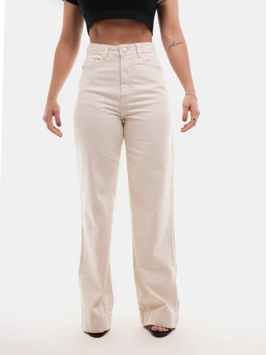 Calça Feminina Wide Leg White Lin